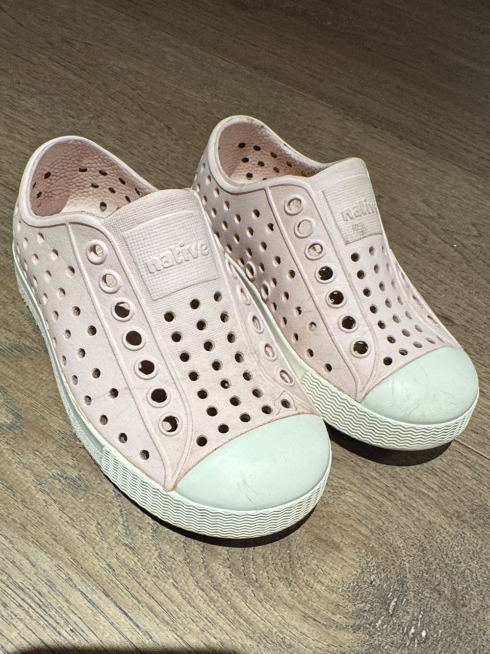 Native Slip-On Sneakers in Pale Pink with White Toe